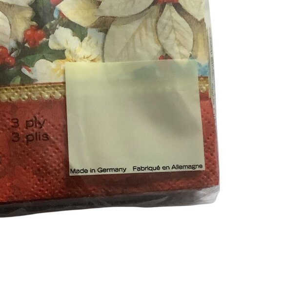 Christmas Punch Studio 3-Ply Napkin Set 16 Count Cardinal Floral Design Germany - Picture 4 of 4